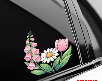 Foxglove Daisy Tulip Decal FDT - Vinyl Sticker for Cars, Laptops, Windows and Water Bottles D3GT13-1