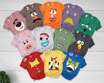 Cartoon Characters Costume Halloween T-Shirt, Cartoon Head Costume Spooky Season Shirt,Family Matching Halloween
