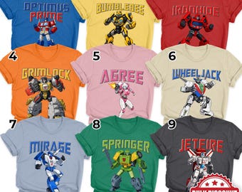 Transformers Characters Group Matching Shirt, Birthday Gift, Blades Chase Heatwave Boulder, Optimus Prime Whirl Bumble Bee Shirt D3LZ03