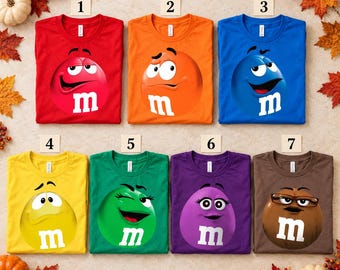 MM T Shirt M and M T Shirt, Group Family Halloween Costume, Halloween Matching Candy Shirt, Family Shirt, Halloween Candy Tee C2K528-RD