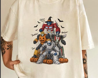 Transformers Halloween Shirt, Optimus Prime Bumblebee Group Tee, Halloween Character Graphic Shirt C2KR30