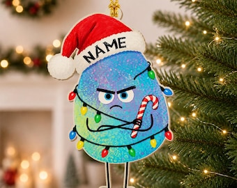 The Good Egg Food Friends Ornament, Personalized Blue Character Christmas Decoration, Custom Name Book Lover Keepsake GAPM08-05