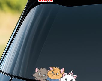 Cartoon Characters Peeker Sticker, Cute Cat Car Window Decal, Funny Kitty Vinyl Sticker, Cartoon Window Peeking Car Accessory Gift NHNY20