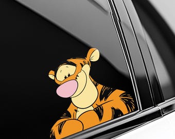 Funny Cartoon Peeker Sticker, Cute Farm Animal Car Decal, Pig & Chicken Window Sticker, Peeking Vinyl Decal for Car,Animal Lover Gif BZHP15