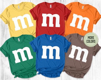 T-shirt M&M T-shirt M et M, costume de groupe d'Halloween pour la famille, chemise Halloween assortie, chemise familiale, toile Bella, t-shirt bonbon BXHD18