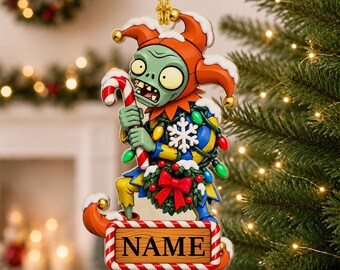 Plants vs Zombies Christmas Ornament, Personalized Zombie Character Holiday Decoration, Custom Name Christmas Gift for Gamers GAPM10-06