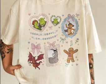 Coquette Bow Shrek Shirt, Fiona Shirt, Shrek Can't Today I'm Swamped Shirt, Princess Coquette Shirt, Shrek and Fiona Shirt C2HS08