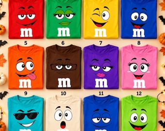 MM T Shirt M and M T Shirt, Group Family Halloween Costume, Halloween Matching Candy Shirt, Family Shirt, Halloween Candy Tee C2K527-RD