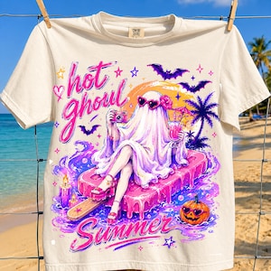 Hot Ghoul Summer Png, Halloween Summer Ghost Digital Download, Pink Spooky Pool Float Sublimation, Cute Summerween Shirt Design PNG File