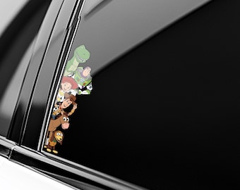 Toy Cartoon Characters Peeker Sticker, Cute Toy Friends Car Window Decal, Funny Sticker for Car Laptop Tumbler, Cartoon Lover Gift NHNY18