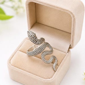 Bague serpent en argent sterling 925 texturée avec ajustement réglable*