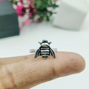 925 Sterling Silver Bee Ring, Nature Inspired Insect Jewelry, Statement Ring