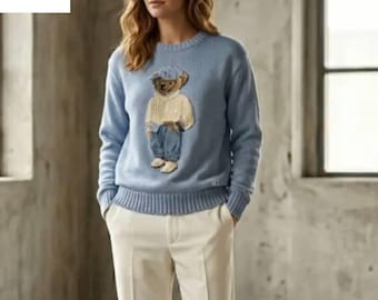 Polo Ralph Lauren Bear Sweater Oversized Crewneck Pullover || Handmade Luxury Streetwear Unisex Jumper