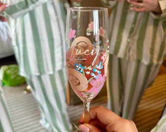 Personalised hand painted prosecco/champagne glasses