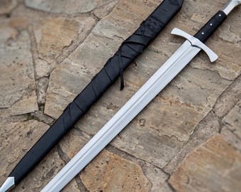 Hand Forged Medieval Longsword | 5160 Carbon Steel Sword with Sheath