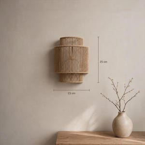 Natural Rope Wall Sconce, Wabi Sabi Wall Lamp, Japandi Boho Light Fixture, Rope Pendant Light, Minimalist Bedroom Lighting Decor image 5