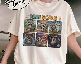Raccoon Pain Scale Comfort Colors Shirt, Funny Trash Panda Tee, Cute Animal Graphic Shirt, Nurse Gift, Medical Humor Tee ECK422-RD