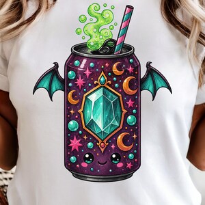 Potion Soda Can PNG, Kawaii Halloween Drink, Cute Witchy Bat Wing Can Sublimation Clipart, Digital Download