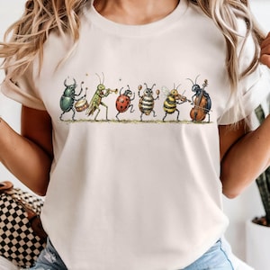 Insectenband png, muzikale bugs png, leuk insectenorkest, grappig dierenmuziekshirt png, grappig cadeau