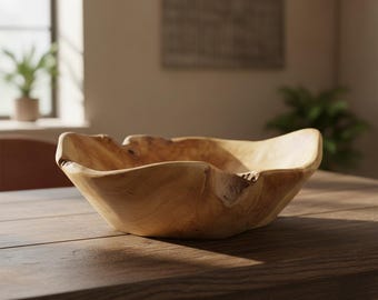 Hand Carved Douglas Fir Root Bowl, Rustic Wooden Trencher, Wood Anniversary Gift, Large Decorative Burl Bowl, Natural Edge Valet Tray Decor