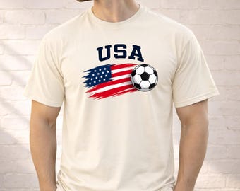 USA Soccer Shirt, American Soccer Fan Tee, Patriotic Soccer Comfort Colors Unisex T-Shirt