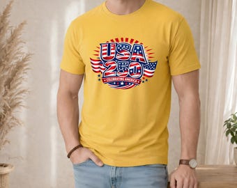 USA 250 Shirt, Celebrating America Comfort Colors Tee, Patriotic 2026 T-Shirt, America 250 Years Graphic Shirt, Fourth of July Gift