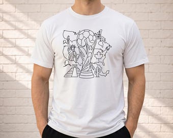 North America Soccer Graphic Tee, USA Mexico Canada Football Fan Shirt, Minimalist Line Art