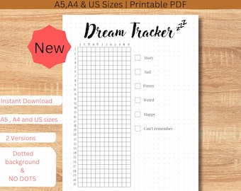 Dream Tracker Printable, Yearly Dream Journal, Lucid Dreaming Log, Night Dream Diary, Shadow Work Journal Layout, Digital Dream Tracker