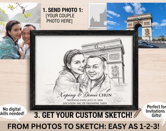 Invito Save the Date personalizzato | Illustrazione unica ad acquerello con buste e opzione di stampa del francobollo integrata