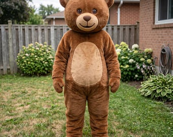 Disfraz de mascota de oso de peluche para adulto, conjunto completo para fiesta de cumpleaños con gorro, guantes y zapatos, traje de cosplay, uniforme para eventos y publicidad.