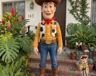 Disfraz de mascota de Woody para adultos, ideal para fiestas de cumpleaños, cosplay, Halloween y como parte de un conjunto completo de carnaval con cabeza.