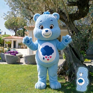 Déguisement d'ours grincheux, mascotte pour adulte, cosplay mignon d'ours bleu pour fêtes d'anniversaire, tenues d'halloween, déguisement pour événement de caractère