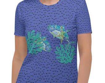 Scuba Diving Women's T-Shirt, Ocean Reef Art, Snorkeling T-Shirt, Dive Boat Shirt, Florida Keys T-Shirt, Bahama Reef Tee, Tuna Shirt