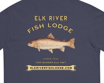 Elk River Fish Lodge Shirt, Fly Fishing, Trout Fishing, Blue Ridge Trout Fishing Print, North Carolina Fly Fishing