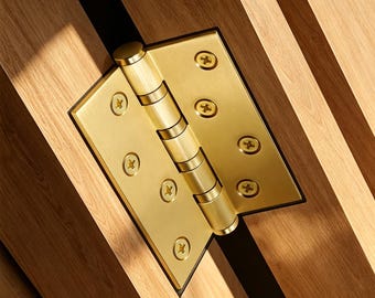 Solidne mosiężne zawiasy do drzwi, wytrzymałe, ciche zawiasy, 4" lub 5" szczotkowane zawiasy mosiężne, nowoczesne, minimalistyczne okucia do drzwi wewnętrznych drewnianych