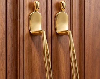 Solid Brass Dancer Cabinet Pull Abstract Human Figure Drawer Handle Creative Golden Furniture Hardware, Unique Dresser Knob Modern Art Decor