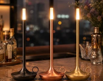 Handmade Cordless Candle Table Lamp, Rechargeable LED Night Light ,for Cozy Home, Parties & Gifting