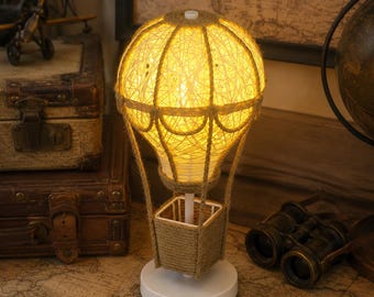 Handwoven Hot Air Balloon Table Lamp |  USB Touch Control Rattan Warm LED Lamp for Nursery Bedroom & Party Decor