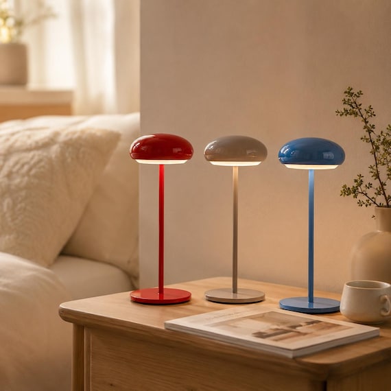 Colorful Cordless Mushroom Table Lamp | Rechargeable Dimmable LED Light for Home & Parties