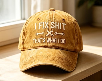 I Fix Sh * t That’s What I Do Gestickte Vintage Washed Dad-Mütze, lustige Schraubenschlüssel-Mechaniker-Baseballmütze, Handwerker-Garage-Mechaniker-Geschenk für ihn