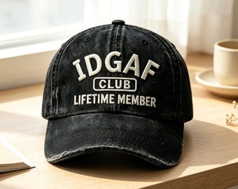 Vintage gewaschener Dad-Hut, IDGAF Club Lifetime Mitglied bestickter Hut, lustige sarkastische Unisex-Baseballmütze, unbeschwertes Geschenk für ihn sie