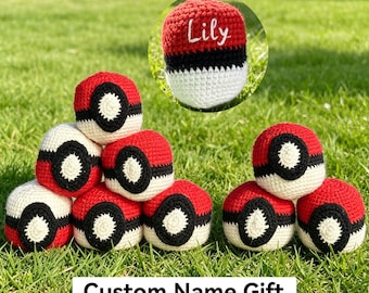 Personalized Crochet Hacky Sacks,Knitted Footbag &Juggling Ball,Custom Name Amigurumi Ball, Stress Ball, Handmade Amigurumi Gift for Kids