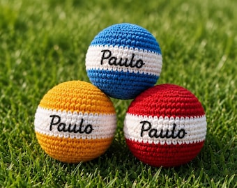 Bola de Hacky Sack de Crochê Personalizada com Nome, Bola de Hacky Sack Artesanal de Crochê com Nome, Bola de Futebol Personalizada, Bolas de Hacky para Jogos ao Ar Livre, Brinquedo para Eventos