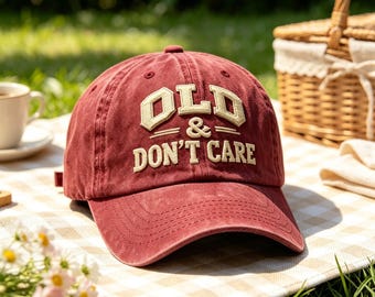 Old & Don't Care bestickte Dad-Hut, Vintage gewaschene Baseballmütze, lustige Retro-Kappe, sarkastisches Geschenk für Frauen Männer, lässige Outdoor-Mütze