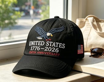USA 250-jähriges Jubiläum Baseballkappe | 1776-2026 Adler amerikanische Flagge gestickter Dad-Hut, Fernlastwagen-Hut, Geschenk zum Unabhängigkeitstag der USA