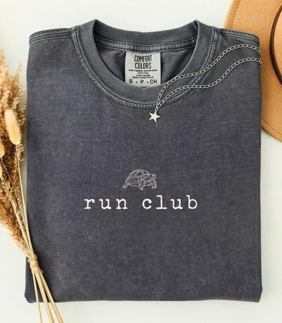 Comfort Colors® Run Club Shirt, Minimalist Running Shirt, Funny Turtle Graphic Tee, Runner Gift