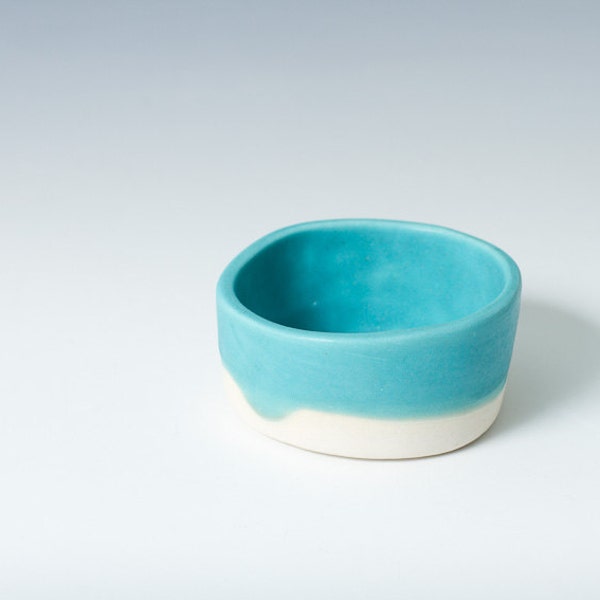 Turquoise Blue Stoneware Salt Cellar, Dipping Cup, Trinket, Ring, Office Supply Holder - Whiskey / Sake Cup - Handmade / Simple Modern