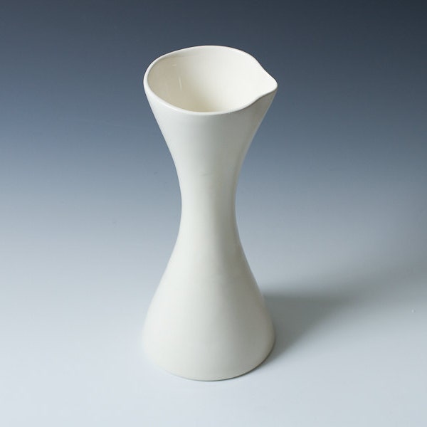 Tall White Gloss Pottery Sake Pitcher / Ceramic Hourglass Flower Bud Vase - Pottery Gift - Handmade - Sake - ready to ship