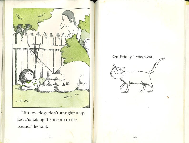vintage childrens easy reader fantasy pretend imagination play book On Monday I Was An Alligator image 6