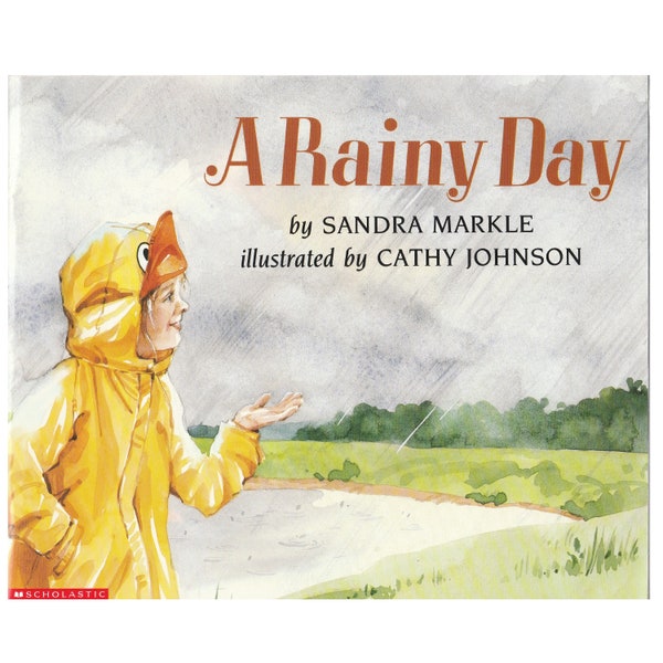 vintage childrens nature study picture book A Rainy Day, preschool science, precipitation, weather book, homeschool book, April showers